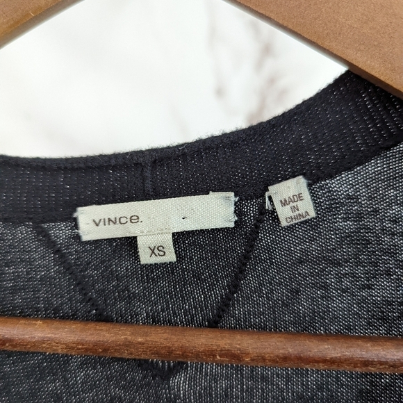 Vince Cardigan Size XS Cotton Black Open Knit Sweater Pockets Longline - Picture 3 of 9